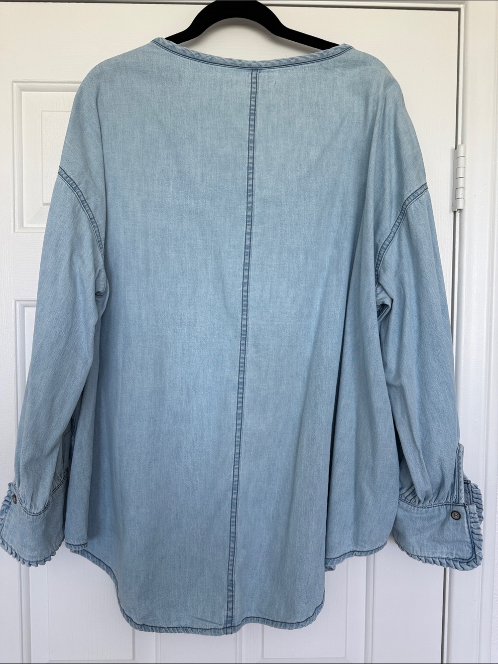 We The Free Light Wash Denim Henley Tunic Top - Picture 5 of 5
